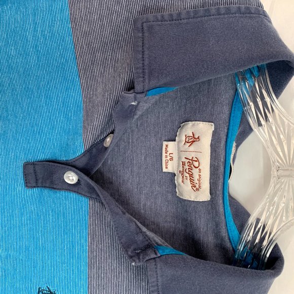 Penguin Polo Blue Striped L - Picture 4 of 5